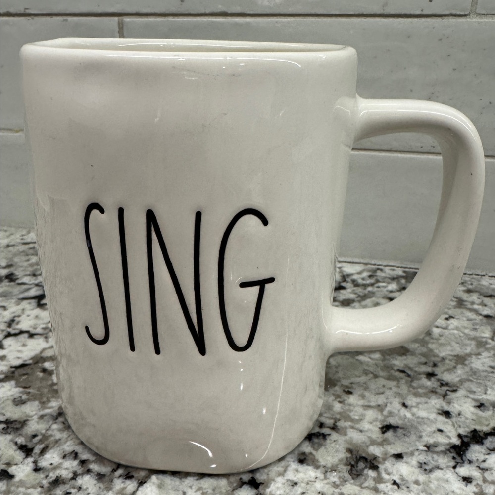 Rae Dunn White Ceramic “SING” Mug